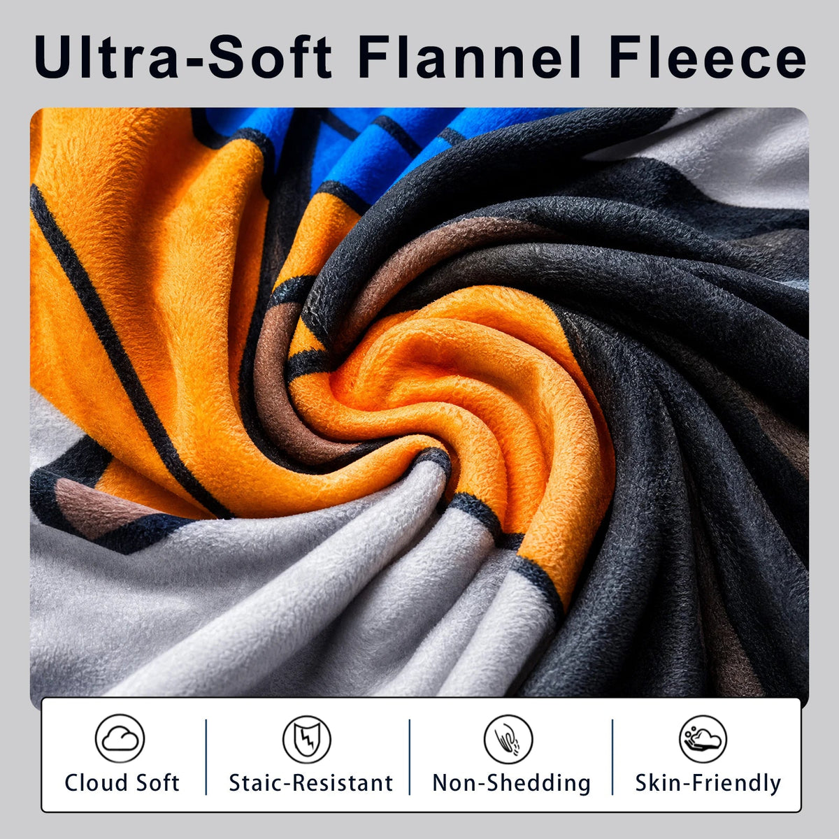 Fun Grandpa Blanket ,Novel Gift for Old Men from Children,Printed Flannel Blanket,Perfect Gifts for Birthdays,Father's Day,Christmas,Dimensions 60 in*50 in - GRANDPA - Grey
