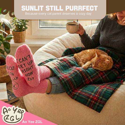 Fun Pink Cat Mom Socks,Gift for Cat Lovers,Novelty Gifts for Pet Lovers on Mother's Day Birthdays and Christmas - Cat Socks - Sleep