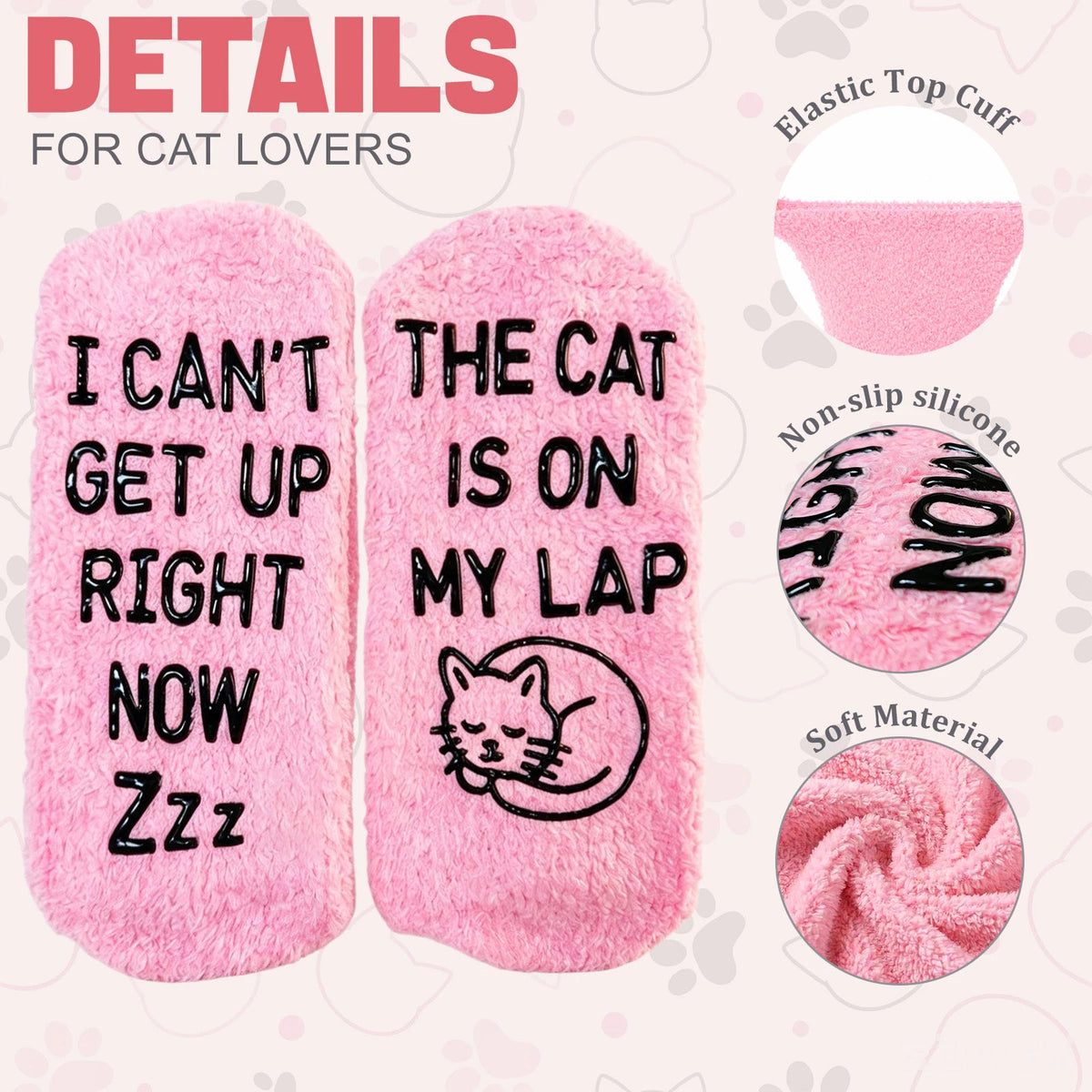 Fun Pink Cat Mom Socks,Gift for Cat Lovers,Novelty Gifts for Pet Lovers on Mother's Day Birthdays and Christmas - Cat Socks - Sleep