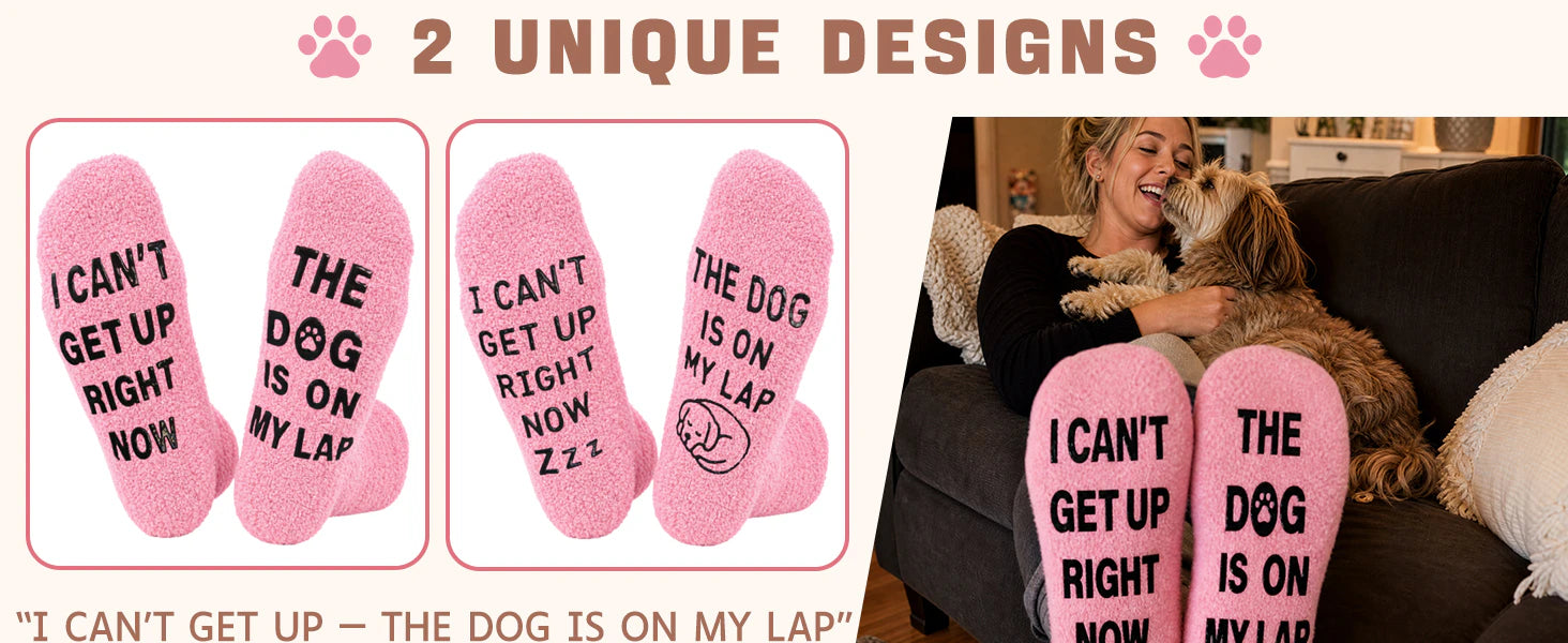 Fun Pink Dog Mo'm Socks,Novelty Gifts for Dog Lovers,Good Gift for Pet Lovers on Birthdays and Christmasom details 2
