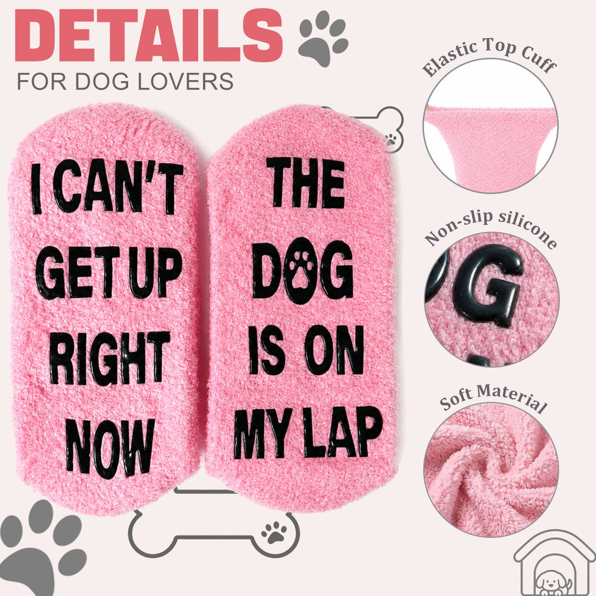 Fun Pink Dog Mo'm Socks,Novelty Gifts for Dog Lovers,Good Gift for Pet Lovers on Birthdays and Christmasom - Dog socks  - Paw