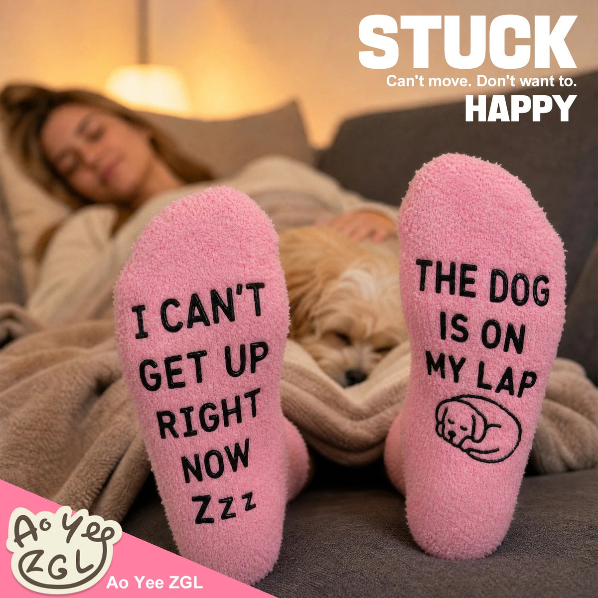 Fun Pink Dog Mo'm Socks,Novelty Gifts for Dog Lovers,Good Gift for Pet Lovers on Birthdays and Christmasom - Dog socks  - Sleep