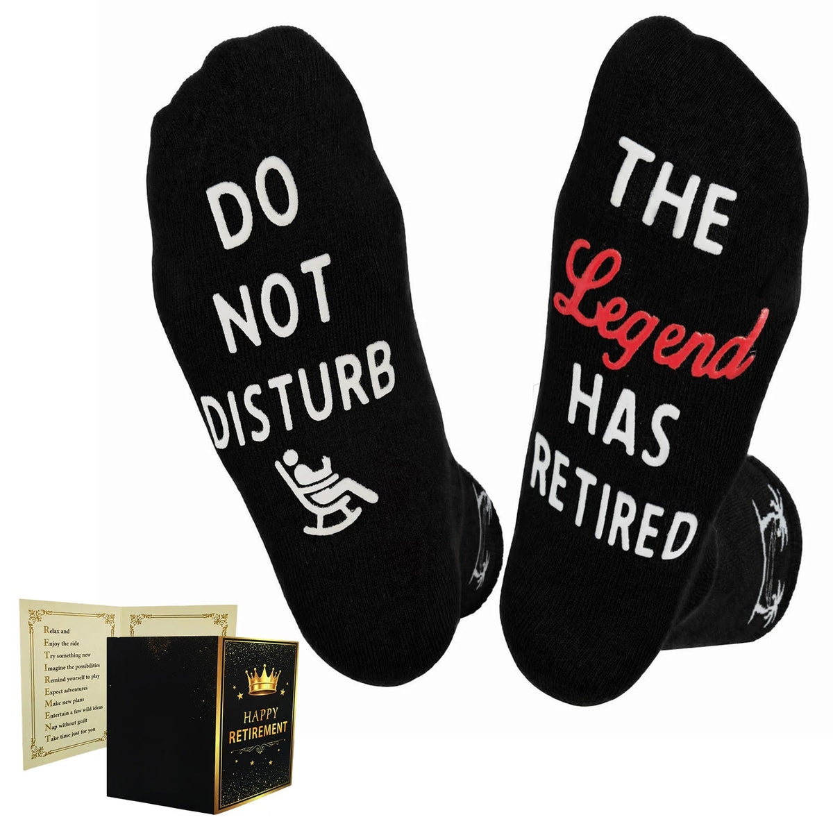 Men Retirement Socks with Greeting cards,Fun Retirement Gifts - Black - DO NOT