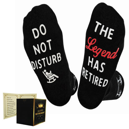 Men Retirement Socks with Greeting cards,Fun Retirement Gifts - Black - DO NOT
