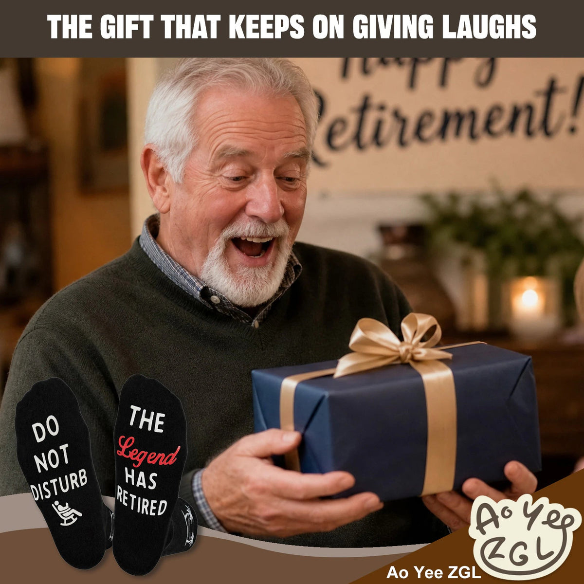 Men Retirement Socks with Greeting cards,Fun Retirement Gifts - Black - DO NOT