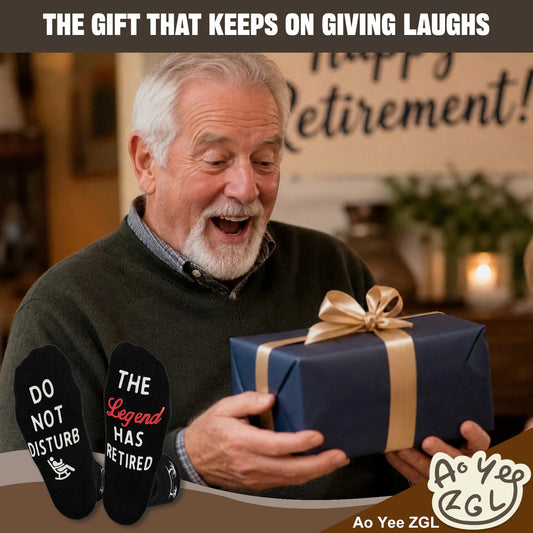Men Retirement Socks with Greeting cards,Fun Retirement Gifts - Black - DO NOT