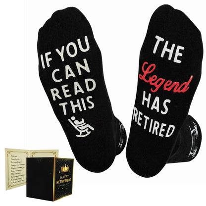 Men Retirement Socks with Greeting cards,Fun Retirement Gifts - Black - IF YOU