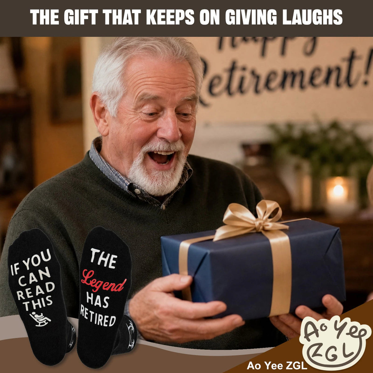 Men Retirement Socks with Greeting cards,Fun Retirement Gifts - Black - IF YOU
