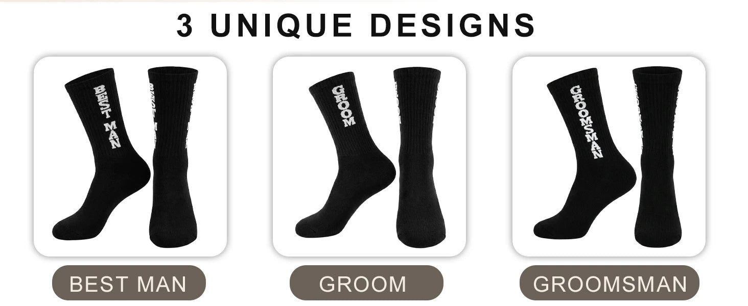 Mens Groomsmen Socks, Crew Wedding Gifts,Best Men,Size US 6-12 details 2