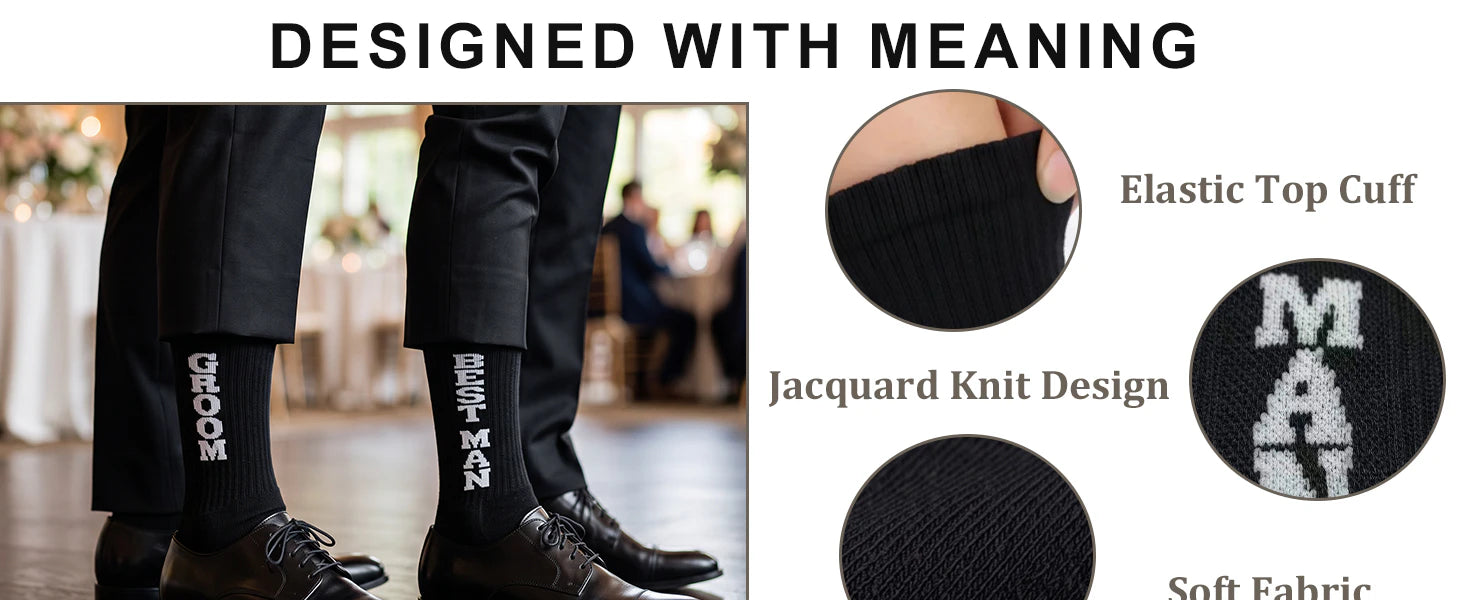 Mens Groomsmen Socks, Crew Wedding Gifts,Best Men,Size US 6-12 details 3