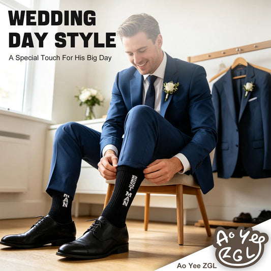 Mens Groomsmen Socks, Crew Wedding Gifts,Best Men,Size US 6-12 - BEST MAN
