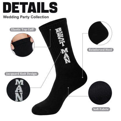 Mens Groomsmen Socks, Crew Wedding Gifts,Best Men,Size US 6-12 - BEST MAN