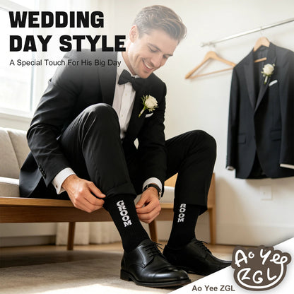 Mens Groomsmen Socks, Crew Wedding Gifts,Best Men,Size US 6-12 - GROOM