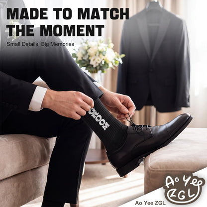 Mens Groomsmen Socks, Crew Wedding Gifts,Best Men,Size US 6-12 - GROOM