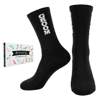 Mens Groomsmen Socks, Crew Wedding Gifts,Best Men,Size US 6-12 - GROOM