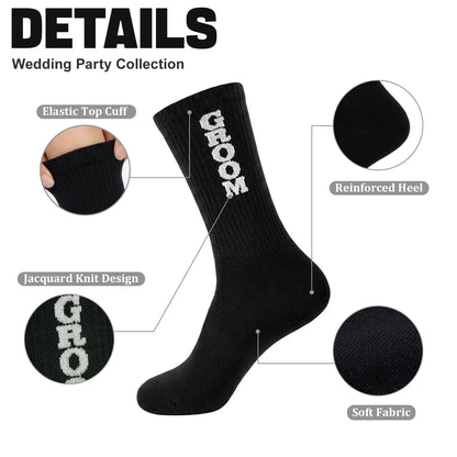 Mens Groomsmen Socks, Crew Wedding Gifts,Best Men,Size US 6-12 - GROOM