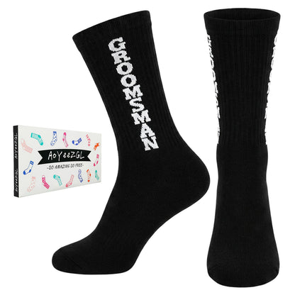 Mens Groomsmen Socks, Crew Wedding Gifts,Best Men,Size US 6-12 - GROOMSMAN