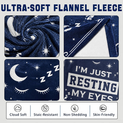 Novel Resting Gifts for women,I'M NOT Sleeping,I'M JUST RESTING MY EYES Flannel Blanket,Funny Gifts on Birthdays Christmas Mother's Day,Size 60 in x 50 in - Women Eyelashes - B