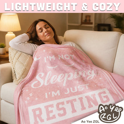 Novel Resting Gifts for women,I'M NOT Sleeping,I'M JUST RESTING MY EYES Flannel Blanket,Funny Gifts on Birthdays Christmas Mother's Day,Size 60 in x 50 in - Women Eyelashes - P