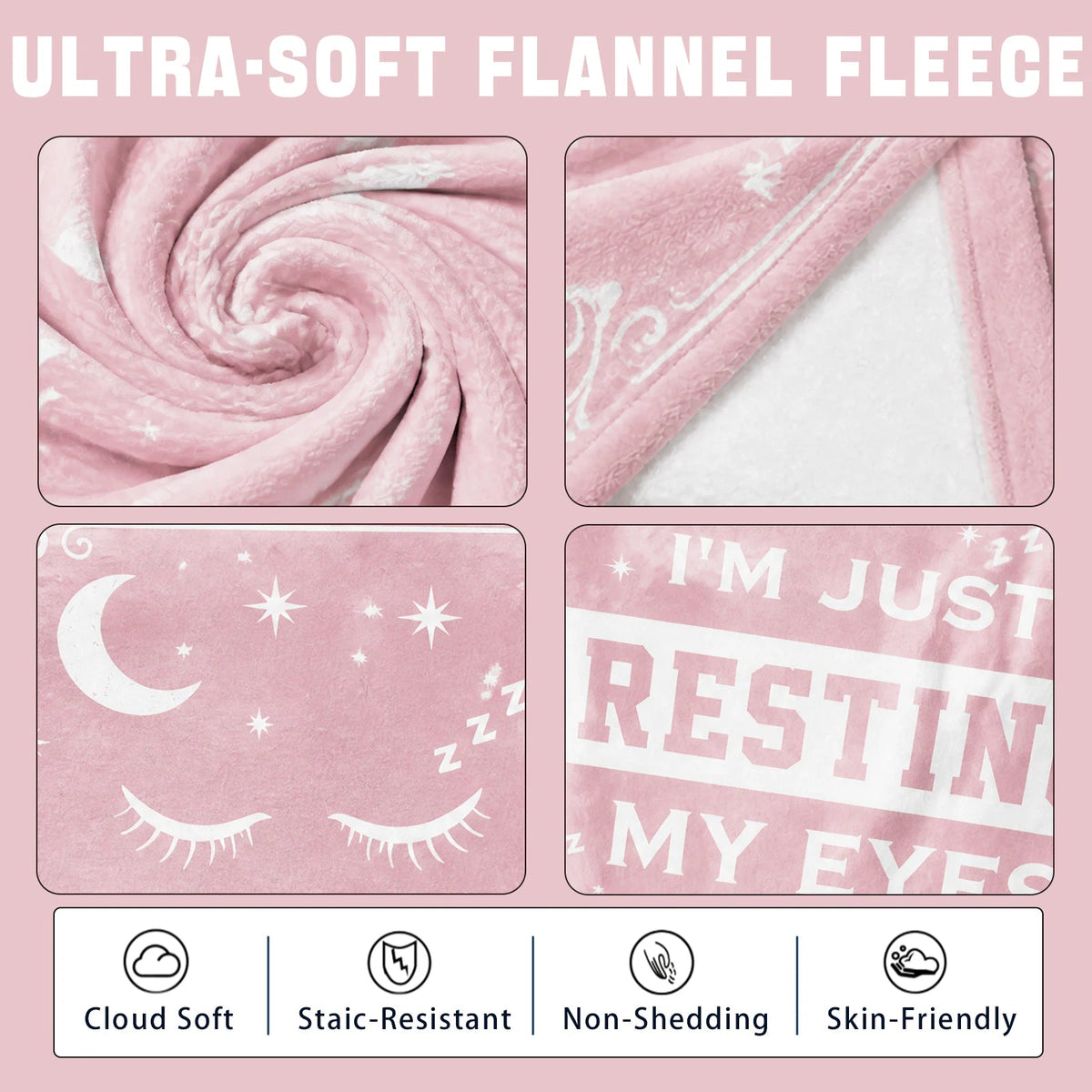Novel Resting Gifts for women,I'M NOT Sleeping,I'M JUST RESTING MY EYES Flannel Blanket,Funny Gifts on Birthdays Christmas Mother's Day,Size 60 in x 50 in - Women Eyelashes - P