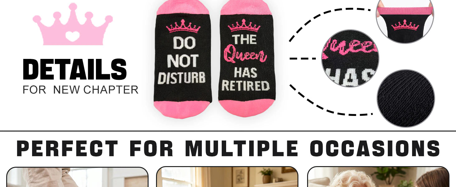Retired Socks with Congratulatory Card, Fun Novel Retired Gift, Unique Amusing Present for Retirees Woman details 4
