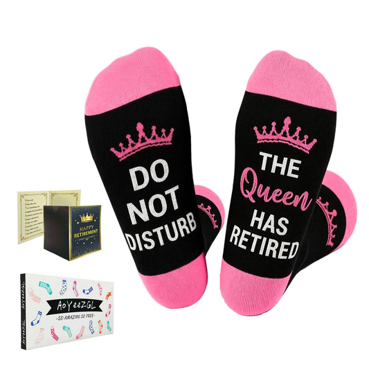 Retired Socks with Congratulatory Card, Fun Novel Retired Gift, Unique Amusing Present for Retirees Woman - Retired Socks -  Women - DO NOT