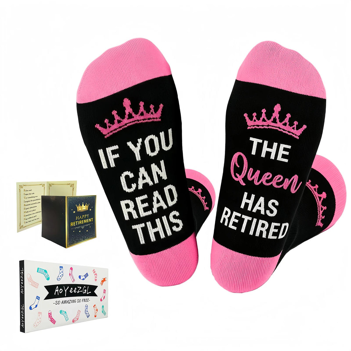 Retired Socks with Congratulatory Card, Fun Novel Retired Gift, Unique Amusing Present for Retirees Woman - Retired Socks -  Women - IF YOU