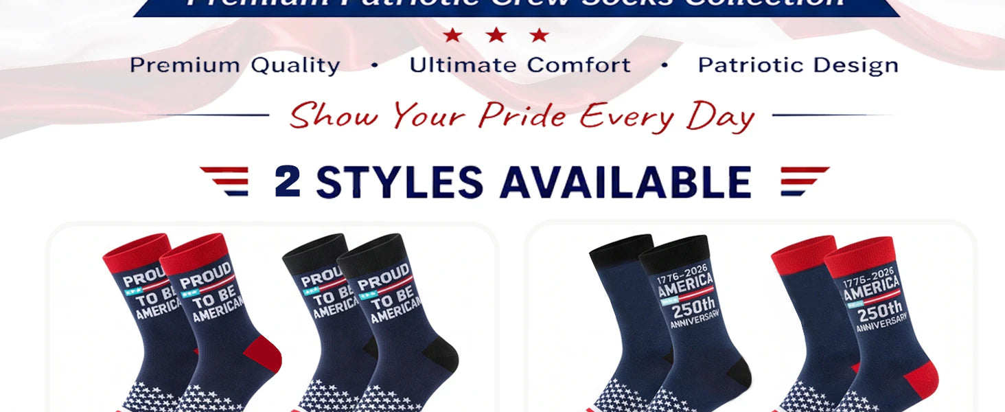 USA Flag Socks for Men Women,2 Pair America 250th Star Stripe Socks 1776-2026, Independence Day 4th of July Gifts details 2