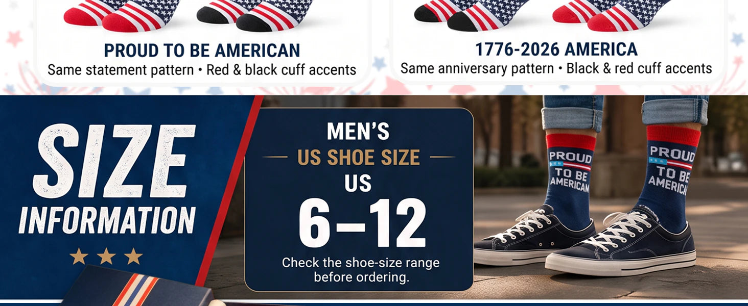 USA Flag Socks for Men Women,2 Pair America 250th Star Stripe Socks 1776-2026, Independence Day 4th of July Gifts details 3