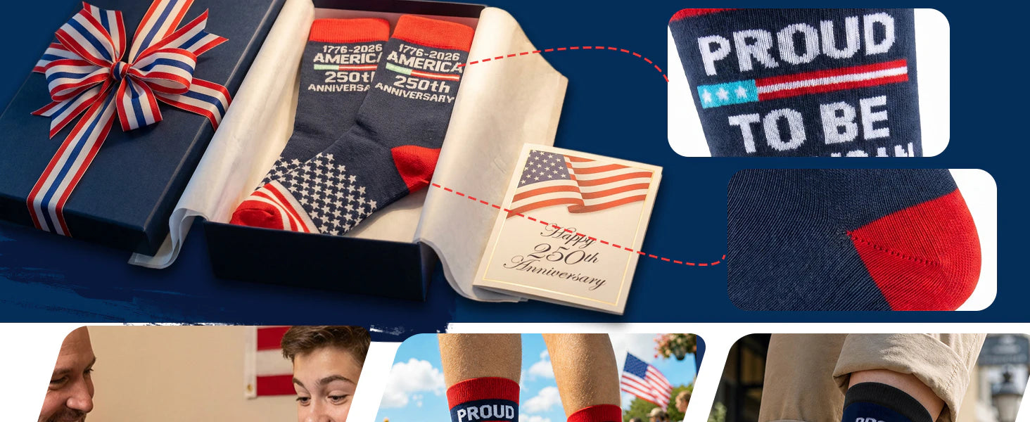 USA Flag Socks for Men Women,2 Pair America 250th Star Stripe Socks 1776-2026, Independence Day 4th of July Gifts details 4