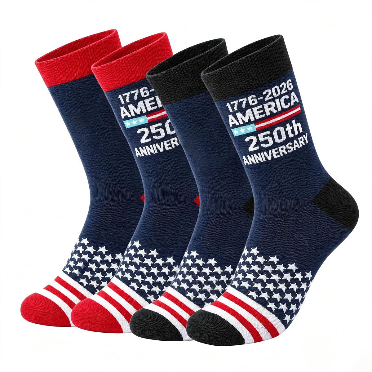 USA Flag Socks for Men Women,2 Pair America 250th Star Stripe Socks 1776-2026, Independence Day 4th of July Gifts - Flag Socks - America