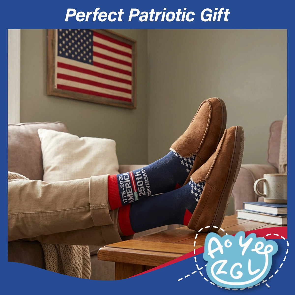 USA Flag Socks for Men Women,2 Pair America 250th Star Stripe Socks 1776-2026, Independence Day 4th of July Gifts - Flag Socks - America