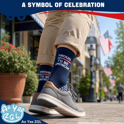 USA Flag Socks for Men Women,2 Pair America 250th Star Stripe Socks 1776-2026, Independence Day 4th of July Gifts - Flag Socks - Proud