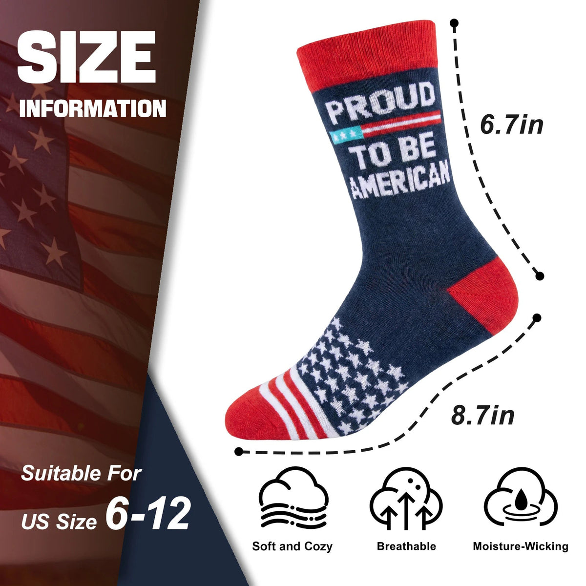USA Flag Socks for Men Women,2 Pair America 250th Star Stripe Socks 1776-2026, Independence Day 4th of July Gifts - Flag Socks - Proud